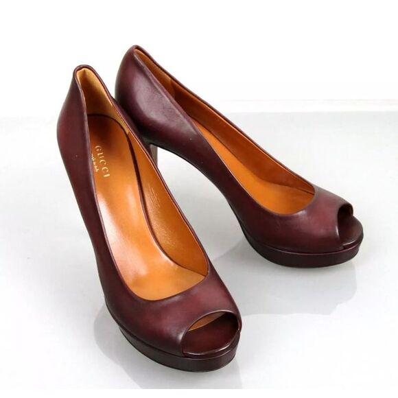 Gucci Betty Open-Toe Platform Pump SHOES Plum 8 - Picture 4 of 8